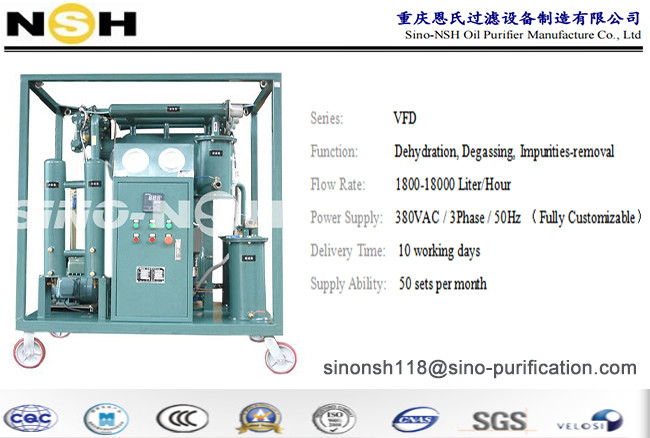 36Kw 3000L/ H Portable Vacuum Dehydration Oil Purification System Customizable