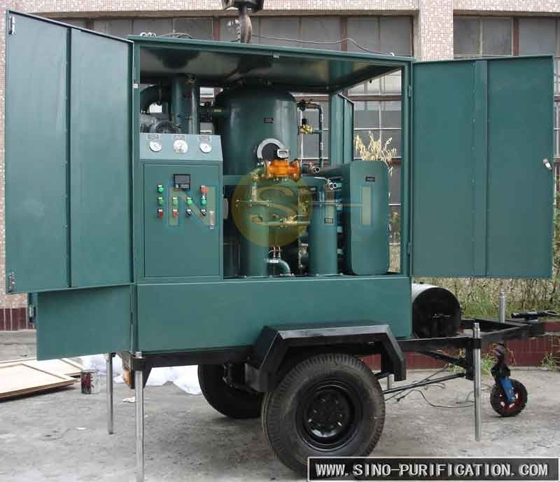 Trailer-Mounted Outdoor Vacuum Oil Purifier Metallic Enclosure 600-18000LPH Flow Capacity